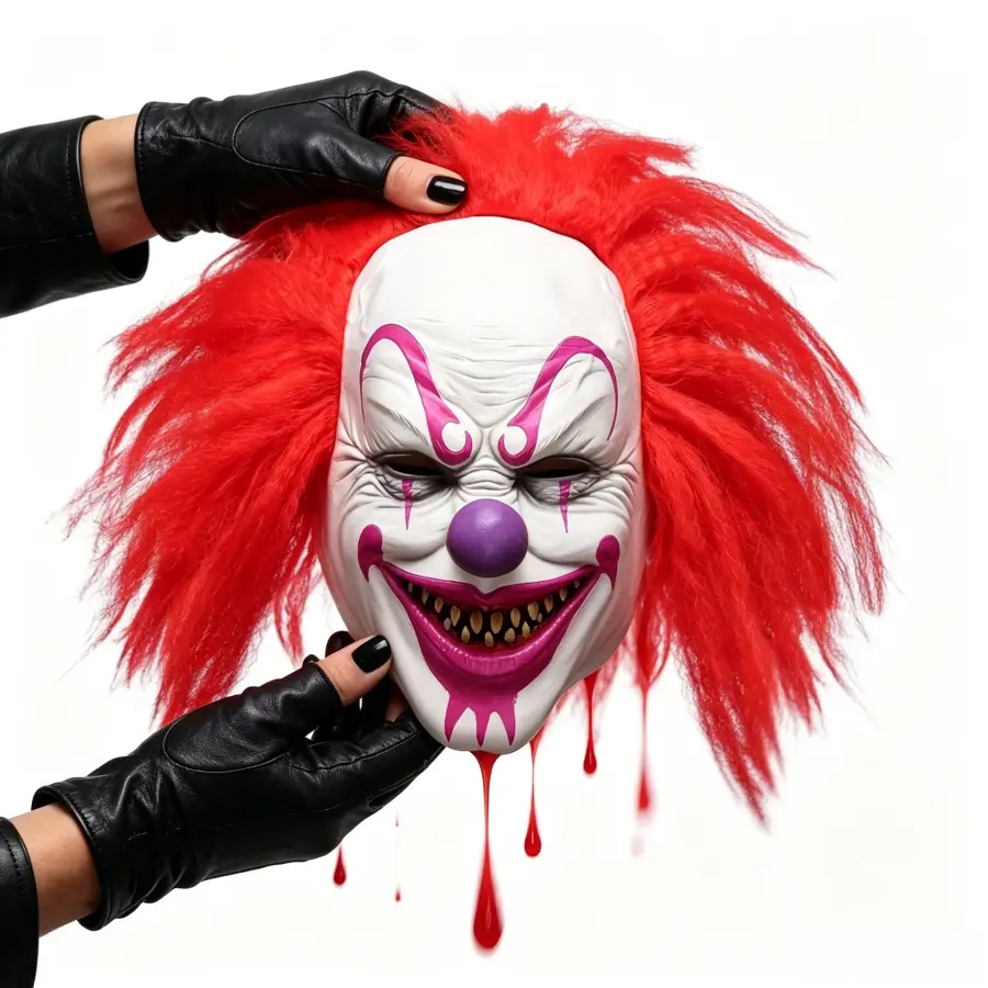 Hyper-Realistic Red Hair Smiley Latex Clown Mask - Odorless 1-Piece Scary Evil Killer Clown Prop with Design & Accessories, 1 Size Fits All Halloween Masks for Festive Party Supplies, Cosplay, Hyper Realistic Mask, Realistic Masks