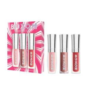 BUXOM Sweet As Suga Mini Lip Plumping Trio - Limited Edition Gloss Set - Hydrate & Smooth with Hyaluronic Acid & Jojoba Oil - Lipgloss, Lip Polish, Lip Cream Bundle