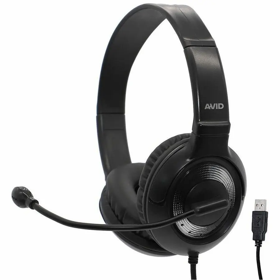 Avid Education AE-55 Binaural Wired USB Headset w/6ft Cable, Black 2AE55KLUSB