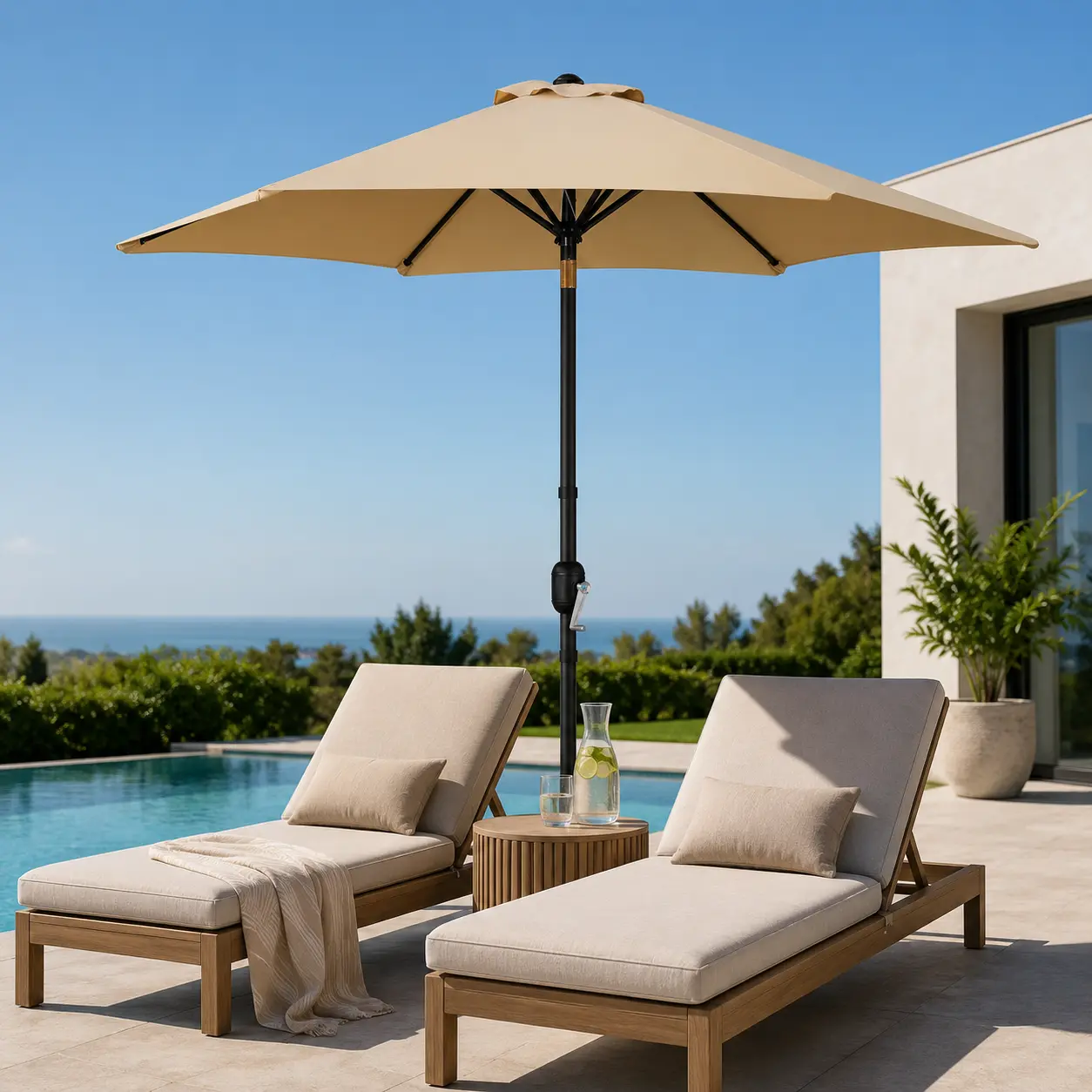 Yaheetech Sturdy Iron Outdoor Patio Umbrella (7.5/9/10FT) - Crank-Operated Parasol with Push Button Adjustable Tilt Canopy, Sun-Protective Umbrellas for Patio, Garden, Deck, Outdoor Patio Umbrellas,home decor,camping essentials