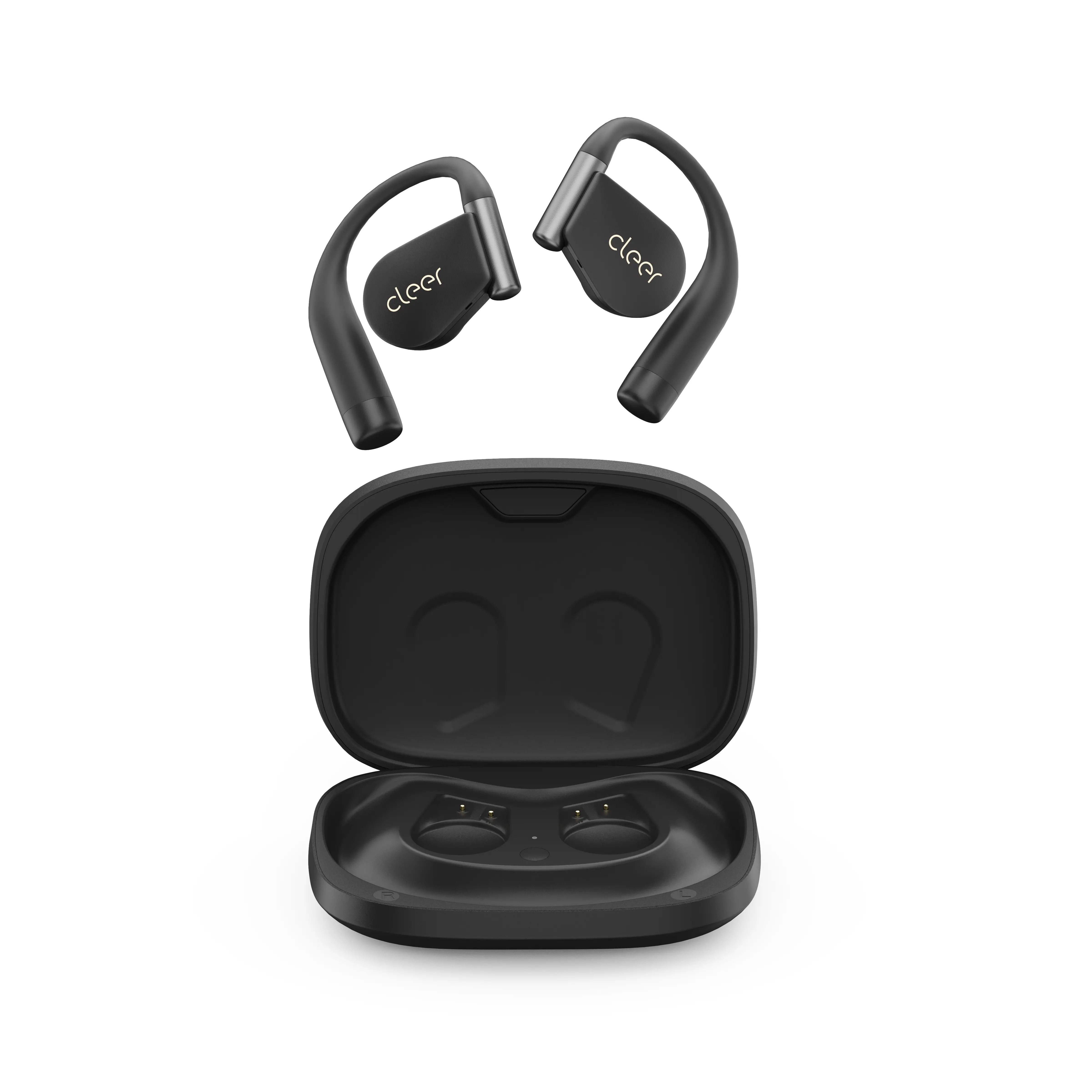 Cleer ARC 4 Open Ear True Wireless Bluetooth Headset - Silicone Earhook, 32H Playtime, IPX7 Waterproof Sports Earbuds, EQ Adjustment, Charging Case, Noise Isolation, High-Quality Audio, App Compatibility, Built-In Mics, Long-Lasting Batteries, Electronic,