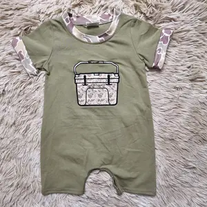 Short sleeves camouflage fishing embroidery cotton romper hunting baby boy clothes