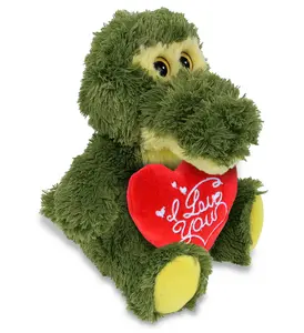 PLUSH I LOVE YOU RED HEART - BIG EYE PLUSH - SITTING ALLIGATOR