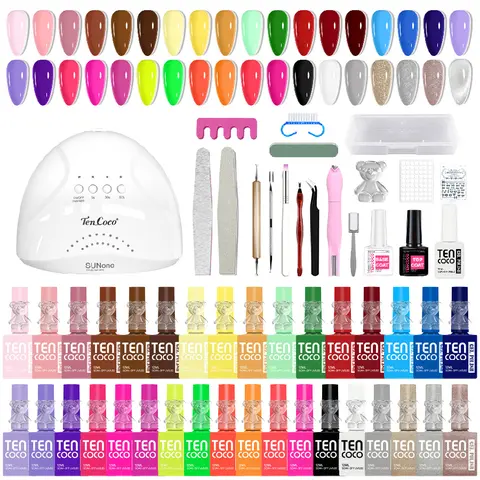 Tencoco 99PCS 35-Color Gel Nail Polish Kit with 1 Crystal Cat Eye Gel, UV Light, 3-in-1 Magnet, Crystal Teddy Bear & Nail Art Tools Set – Perfect Gift for Women, Nail Care, Translucent, Manicure, Nails Inspo