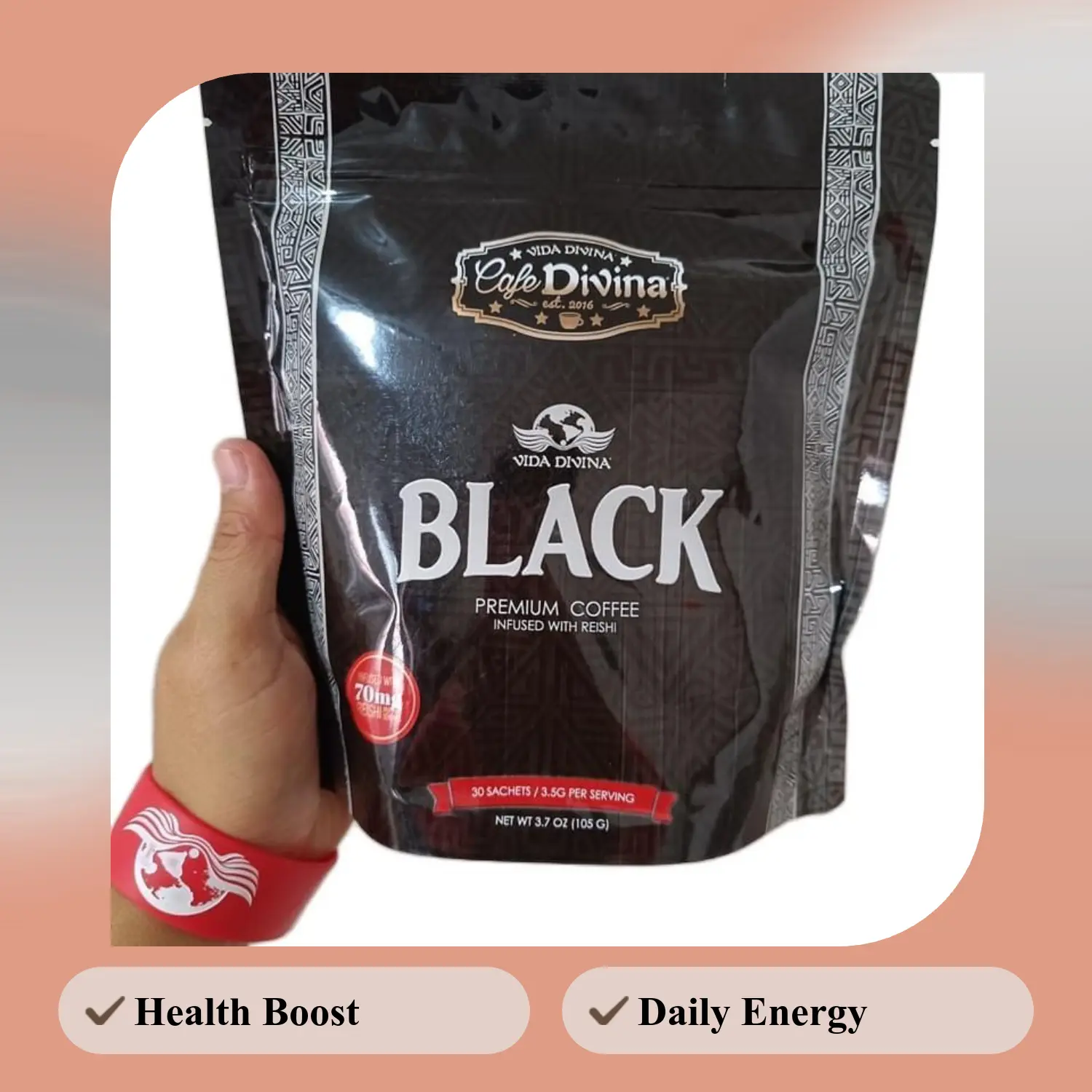 Mushroom Coffee Beverage - Reishi Spores Instant Sugar-Free Dark Coffee Flavor, Cholesterol-Free Black Bean Adaptogenic Energy Drink for Adults, 1 Bag (30 Sachets), 24-Month Shelf Life, Cupboard-Storable, 12 Up