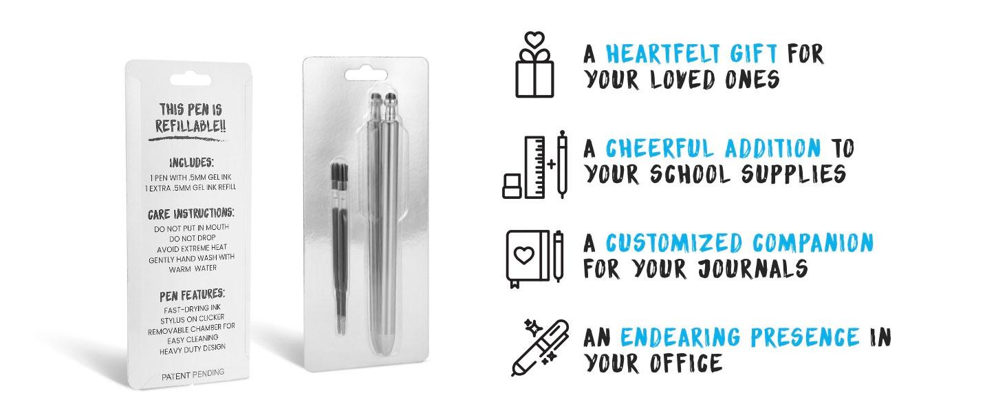 12 Pcs The Crafters Stainless Steel Pens, Black Ink Gel Pen for DIY