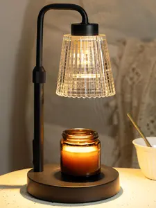 Candle Warmer Lamp with Timer & Dimmer, Adjustable Height Candle Warmer for Jar Candles, Wax Melt Lamp for Home Decor & Gifts, Black, 2 Bulbs