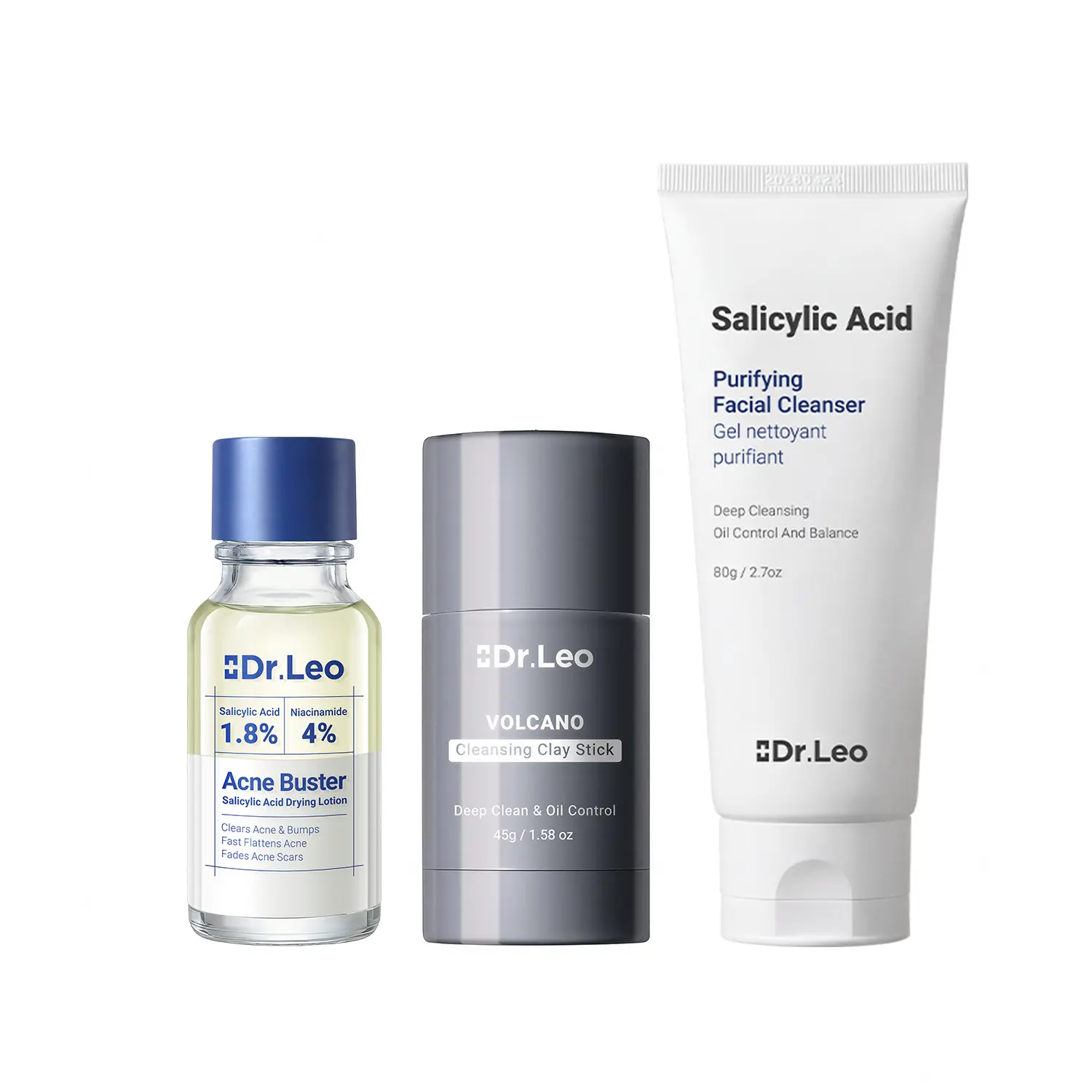 [Mikayla Picks] Dr.Leo Salicylic Acid Acne Treatment Set | 24H Pimple Rescue + 15 Minutes Blackhead Removal + Pore Detox + Oil Control | Drying Lotion + Clay Mask Stick + Cleanser Skin Repair #mothersdaygift #sohochic