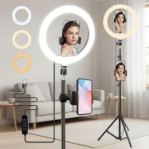 12" Professional Ring Light with 15-70" Adjustable Tripod - 3 Color Temperature LED Circle Light with Phone Holder for TikTok/YouTube/Makeup Photography#Easter Gift