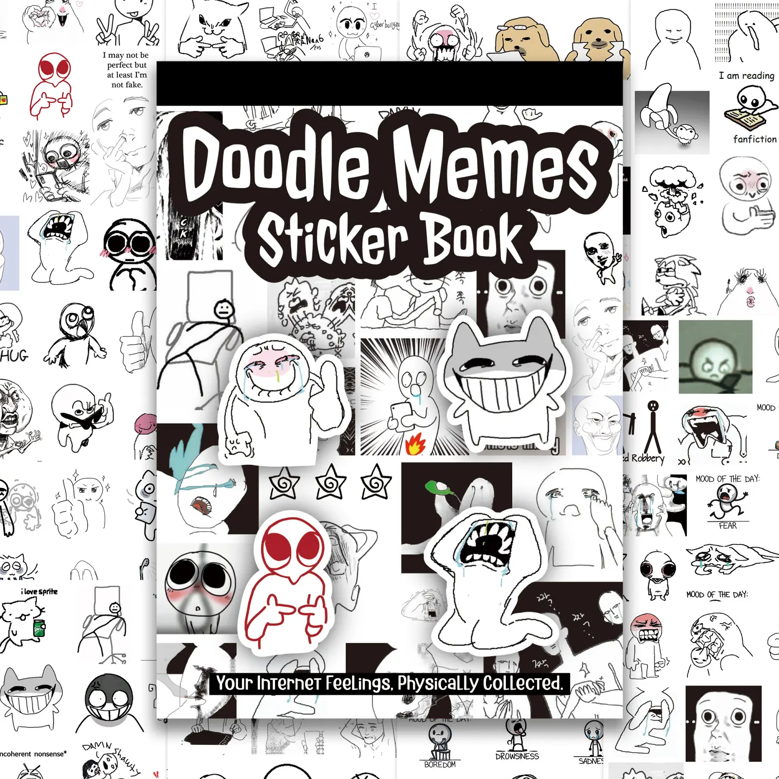 460+ Pcs (36 Sheets) Meme Sticker Book - Cute, Weird Adhesive Decals with Funny Reaction Faces & Internet Humor for Scrapbook Journal DIY Kit (Toys & Hobbies Scrapbooking Supplies)