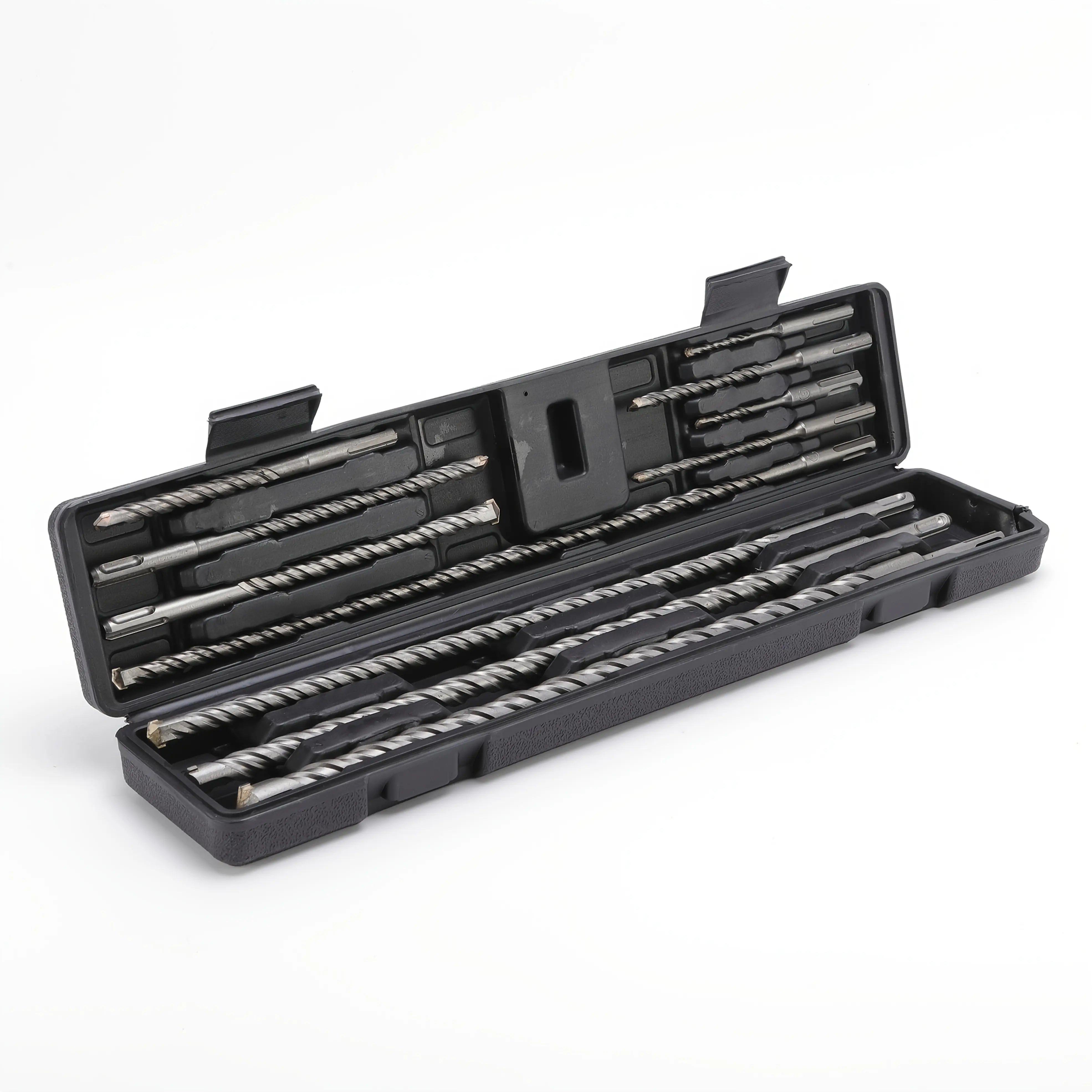 17PCS Carbide SDS Plus Drill Bit Kit with Plastic Storage Case, Power Tool Accessory for Concrete, Masonry, Plastic, Metal Hole Drilling, Construction Use,toolupgrade