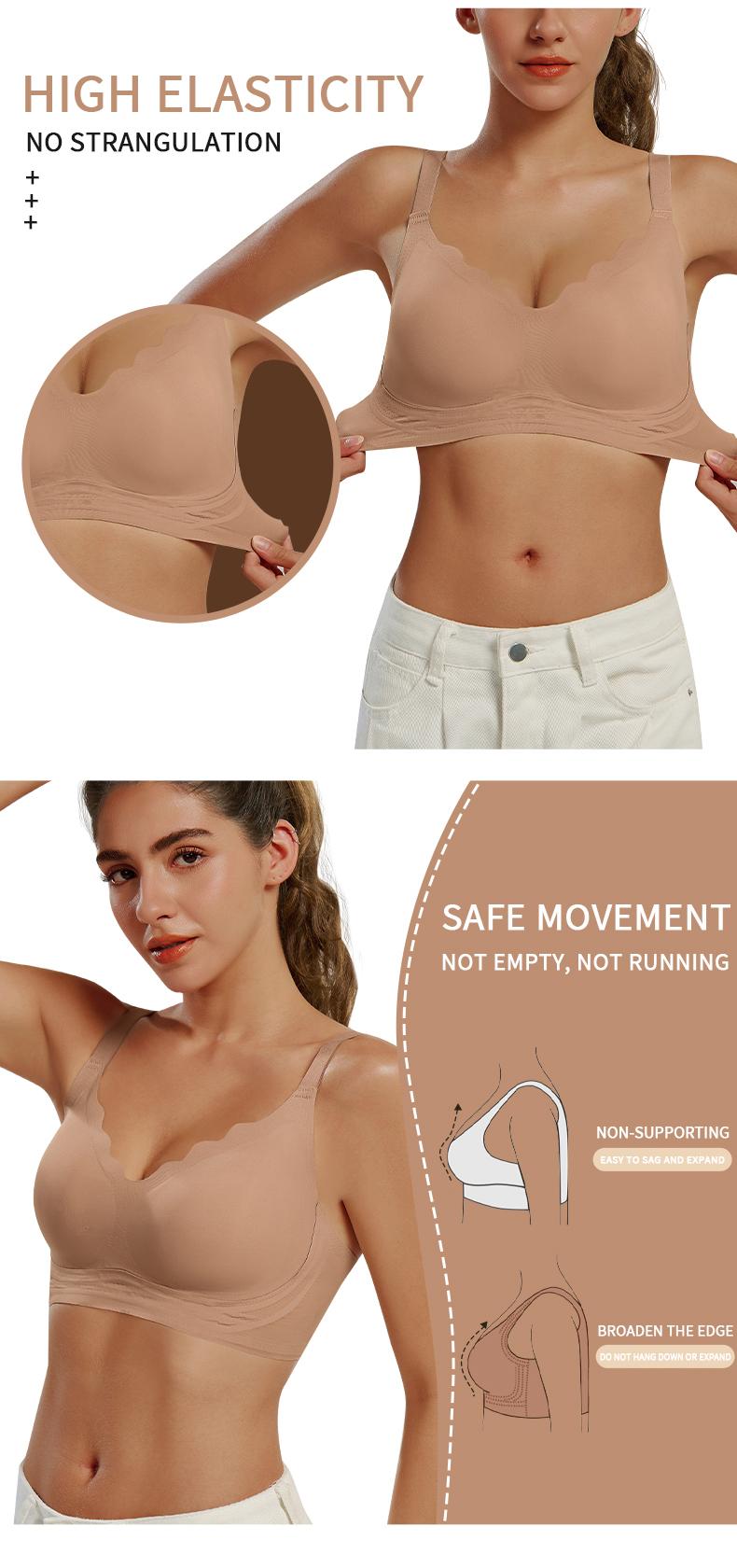 Women's Seamless Wireless Bras 4-Pack - Supportive Full Coverage Push Up Bras with No Underwire Breathable Womenswear Adjustable Flat Straps Light bra jelly bra Flat   perfect gift for Mom, summerwins