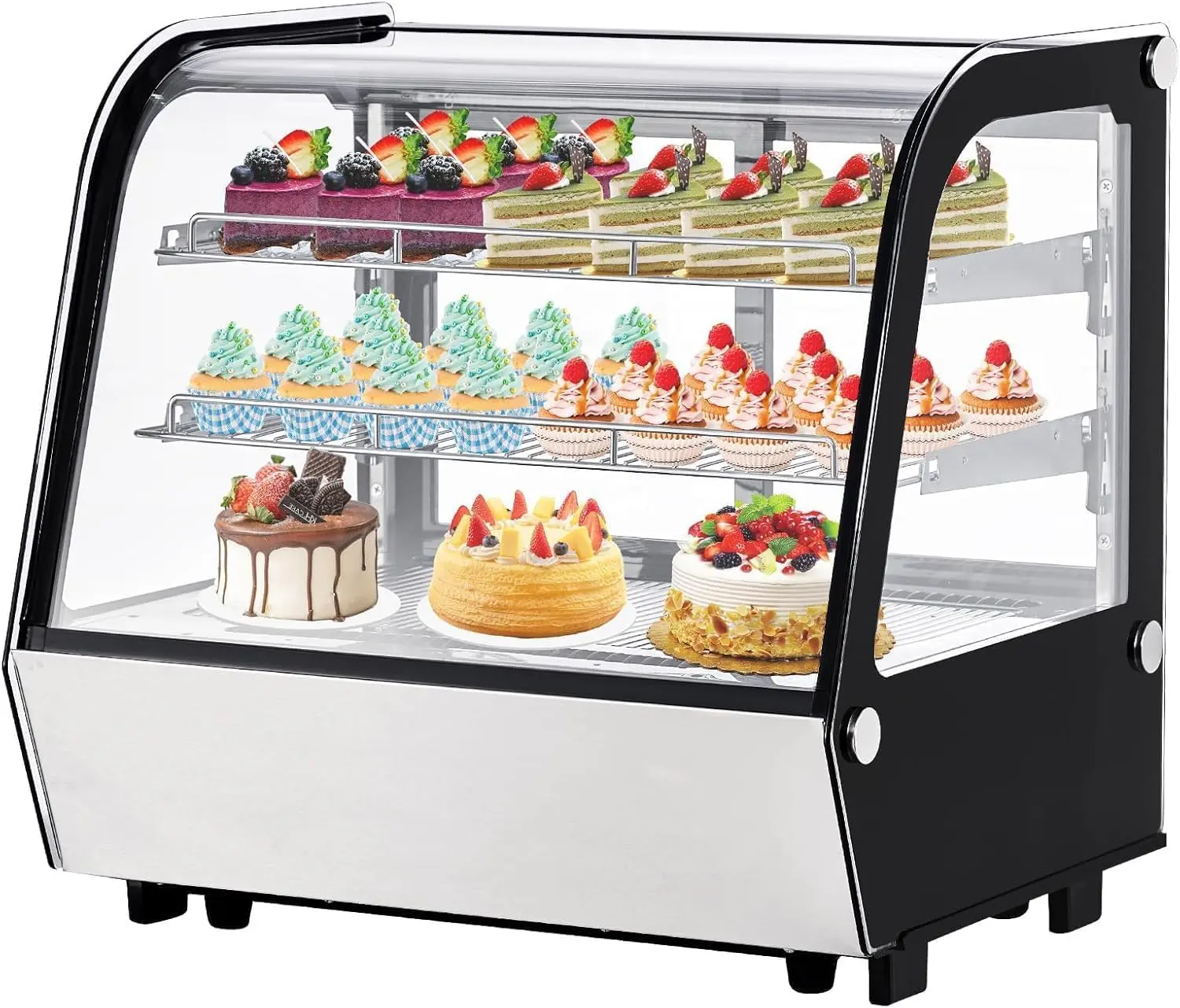 【GARVEE】4.2 Cu.Ft Commercial Countertop Display Refrigerator, 30" Cake Refrigerated Display Case with LED Light, Air-Cooling Automatic Defrost, Rear Sliding Door, Small Display Fridge for Store/Bakery/Cafe