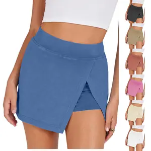 Molitree Mini Skirts for Women High Waist Split Hem Casual Fitted Athletic Bodycon Skort Skirts with Shorts Underneath
