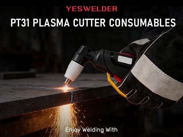 YESWELDER 60Pcs PT31 Cutting Torch Consumables Set for YESWELDER CUT-50DS Plasma Cutter | Fits PT-31 JG-40 LG-40 Plasma Cutter Torch