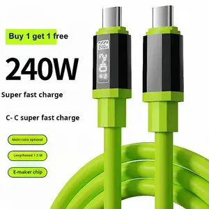 240W Fast Charging Cable Buy 1 Get 1 Free Compatible with Apple Type-C Smart Quick Charge High-Power Mobile Data Cable Multi-color Optional Lengthened 2.0 M E-maker Chip - Cellphone