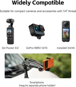Movmax Blade Arm for DJI Pocket 3, Insta 360, and GoPro Hero 12 Cameras with N2 Arm Technology and Universal Locking Screw