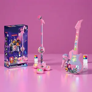 KPop  Microphone Toy, Guitar Toy, Karaoke Machine Toy with Light, K-pop Singing Machine Toy, Music Toy for Kids,LED Light Show, Portable Music Fun for Ages 3-8. Confidence-Building Toy, Ideal Birthday Gift for Girls