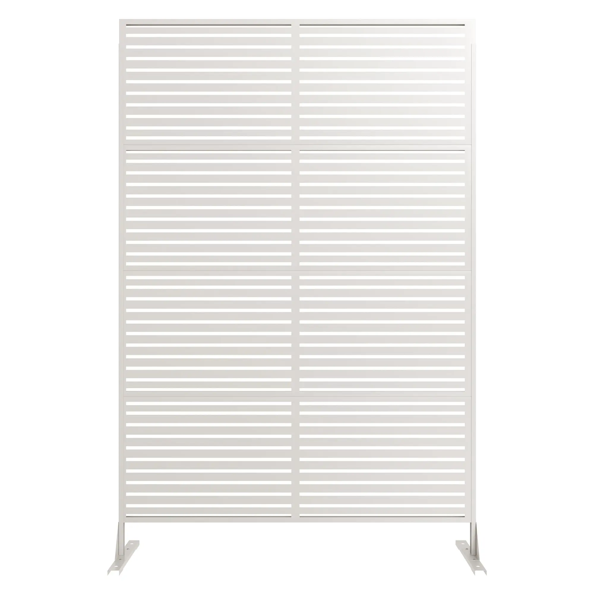1PC White Metal Privacy Screen - 72"H×47"W Freestanding Room Partition Wall Panel with Stand, Outdoor Divider for Patio, Stays Strong in Sun, Artistic Flair, Easy to Assemble Home Improvement Garden Decor, Freestanding Room Partitions, Wall Panels