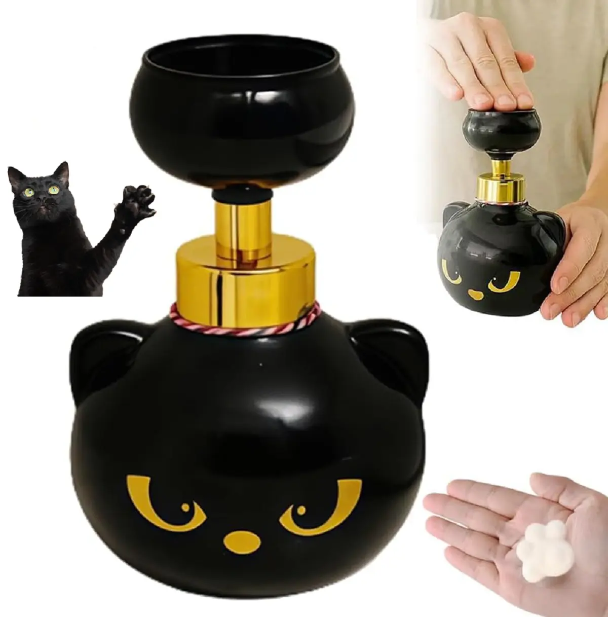 Cute Cat Paw Soap Dispenser, 3D Paw Design Foaming Hand Wash Pump, Refillable Soap Bottle for Bathroom, Kids & Family, Kawaii Home Decor and Cat Lover Gift