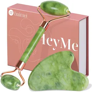 Jade Roller & Gua Sha Set – Lymphatic Drainage Face Massager for Depuffing and Skin Sculpting
