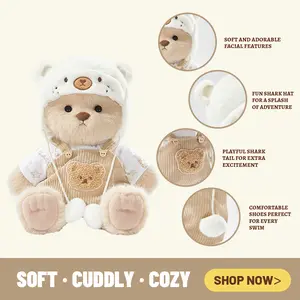 TEDDY HUGGY Adorable Teddy Bear Collection - Little Bear Overalls Paired with a Cute Teddy Bear - 12 Inches Tall - Soft Plush Toy with Movable Joints - The Perfect Gift for Any Age.