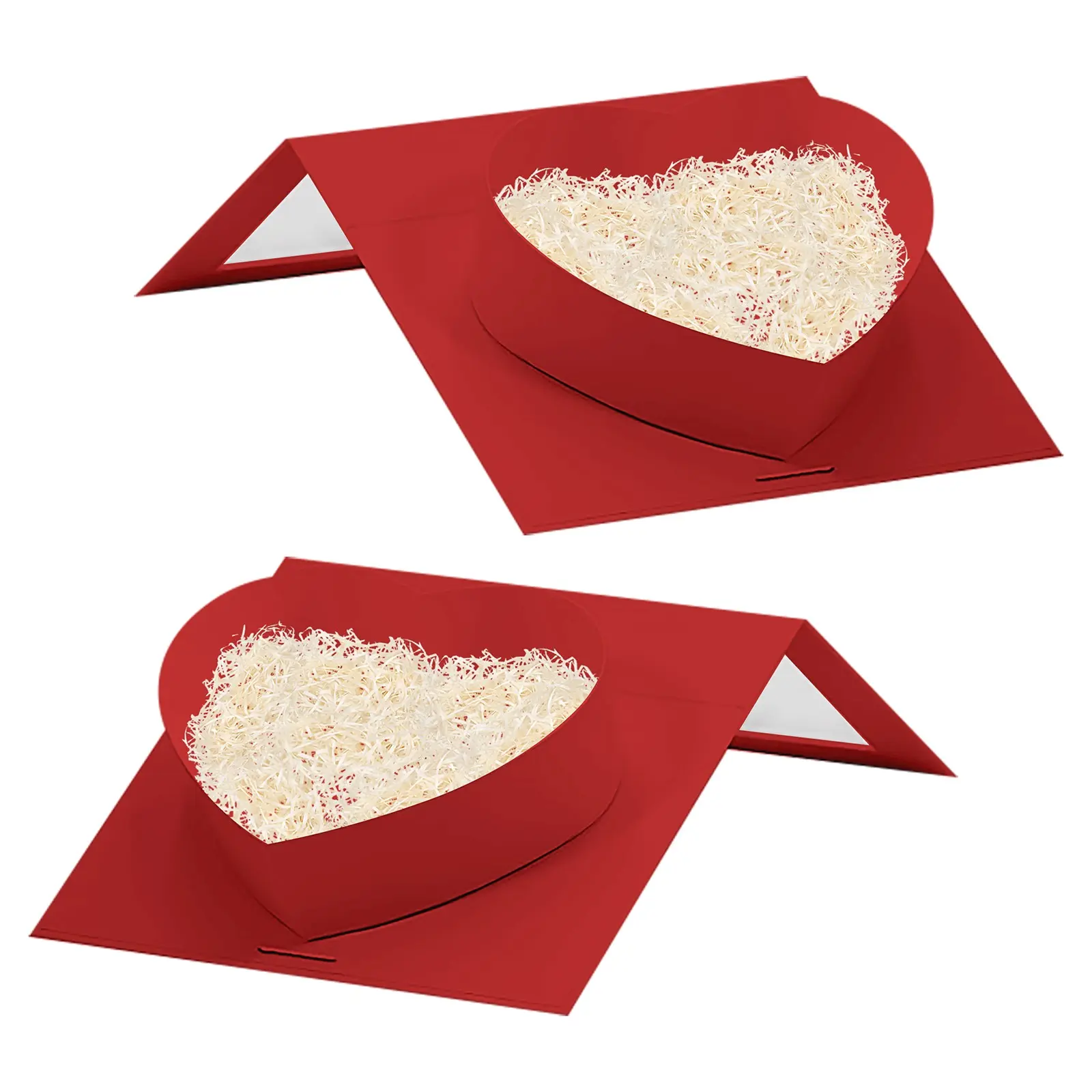 2pcs 8x6x2"Cardboard Heart Shaped Mache Flowers Packaging Strawberries Sweets Gift Box with Clear Lid Set Romantic Gift Box (Red, Heart Shaped) Heart Shape Design Graduation Gifts