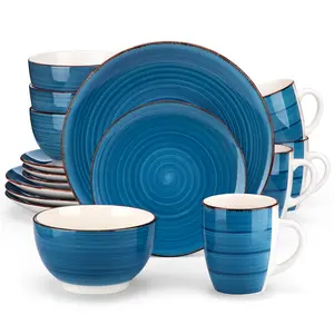 vancasso Bella 16-Piece Stoneware Dinnerware Set | Service for 4 with Dinner Plates, Salad Plates, Bowls, and Mugs | Microwave and Dishwasher Safe