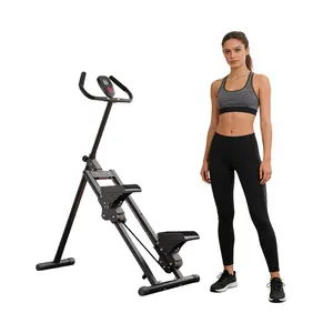 Portable Stair Climber for Home Gym, Foldable Step Machine with LCD Monitor, Adjustable Speed, Max Load 300KG, Compact Vertical Climber Exercise Equipment for Full Body Workout & Cardio Training exercise machine black