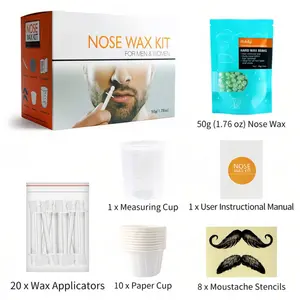 Nose Wax Kit for Men & Women 50g Wax with 20 Applicators Painless Nasal & Ear Hair Removal Fast 3-Min Safe Hair Remover Kit for Home Waxing