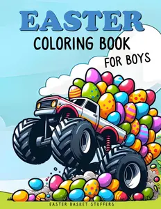 Easter Basket Stuffers: Coloring Book for Boys: Fun and Easy Coloring Book With Ninjas, Cars, Dragons, Vehicles, Trucks, Dinosaurs, Space, Rockets for Kids Ages 4-8, Paperback