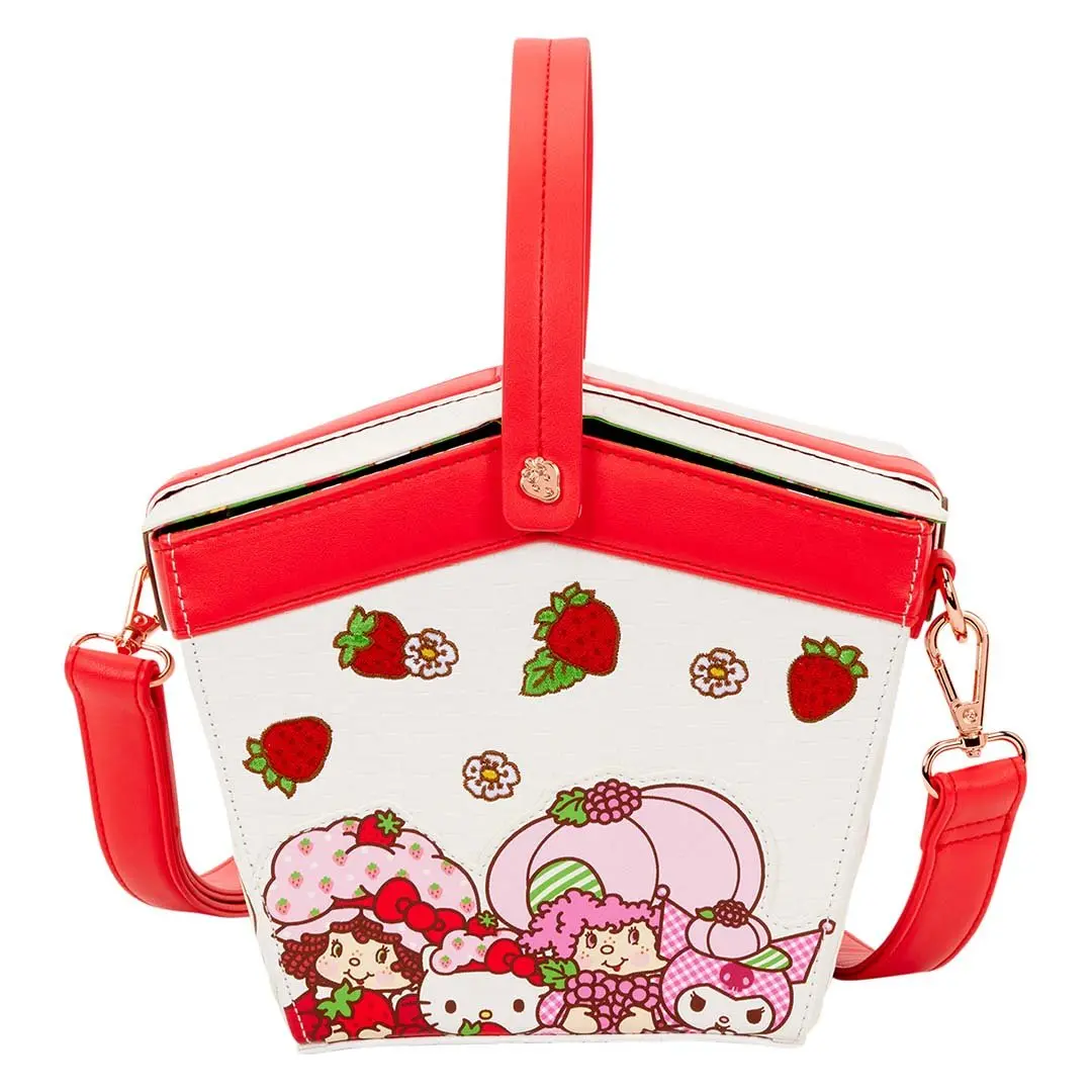 Loungefly Sanrio Hello Kitty & Friends x Strawberry Shortcake Scented PU Leather Figural Basket Crossbody Bag - Women's Casual Crossbody Bag with Top Handle, Casual Crossbody Bags