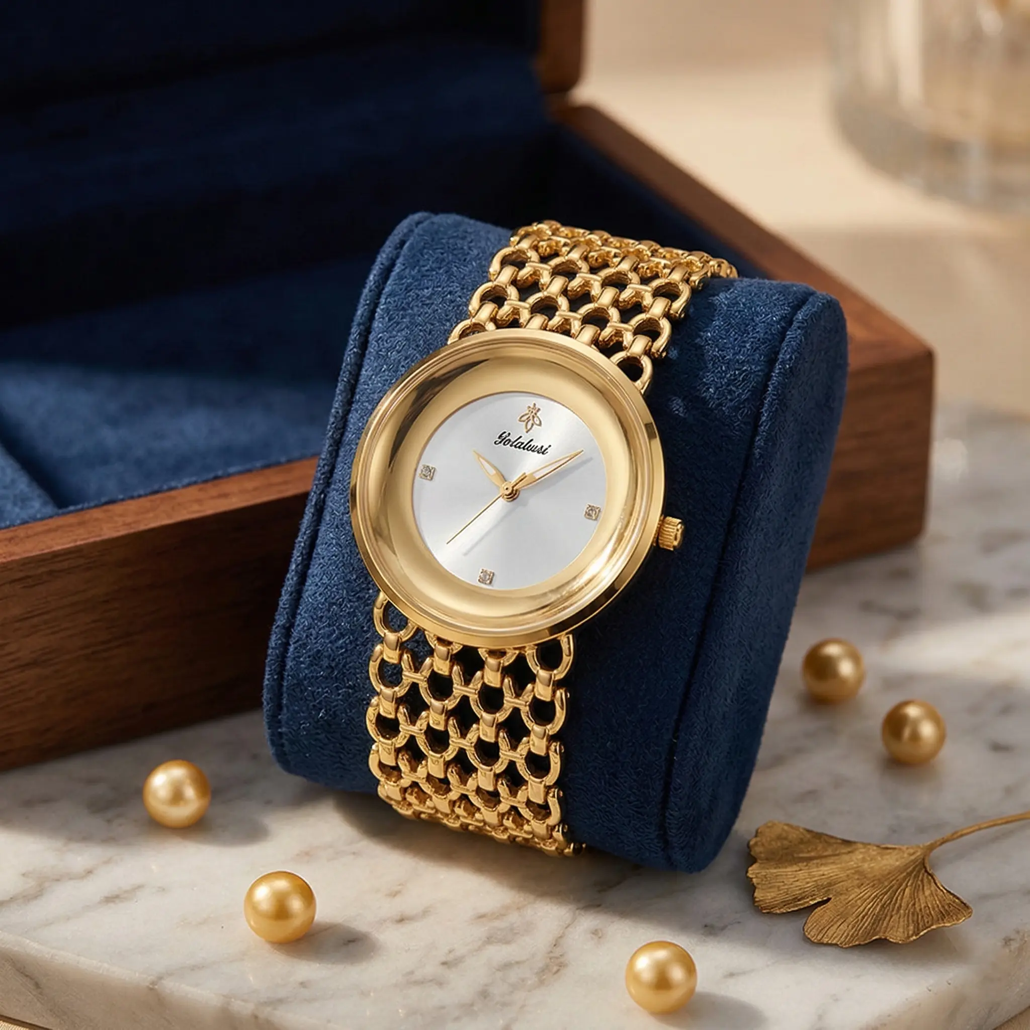 [Mother's Day Gift] Women's Luxury Round Bracelet Watch, Elegant Round Dial, Fashionable Analog Watch, Gold-Black Dual Color Options, Waterproof Wear, Free Size Adjustment, Suitable for Daily Wear