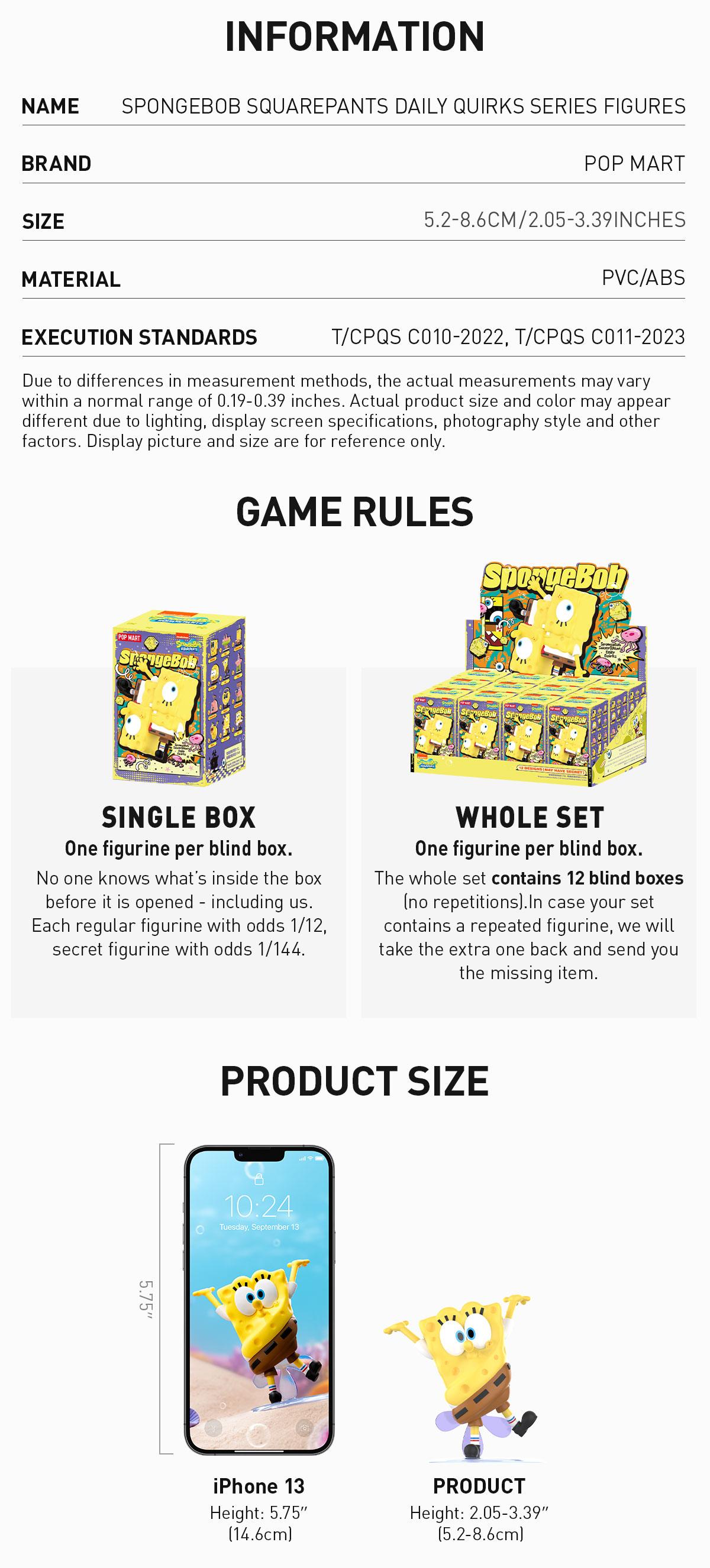 POP MART SpongeBob SquarePants Daily Quirks Series Figures, Blind Box, Mystery Box