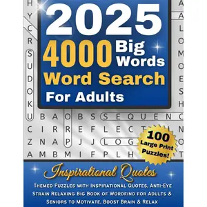 4000 Big Word Search for Adults Large Print: 100 Themed Puzzles with Inspirational Quotes: Anti-Eye Strain Relaxing Big Book of Wordfind for Adults & Seniors to Motivate, Boost Brain & Relax Paperback – Large Print, October 29, 2024