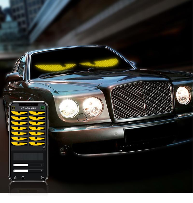 Programmable LED Devil's Eye Lights USB Power IP67 Waterproof Remote App Control Scrolling Windshield Display for Cars Trucks Halloween Christmas Gift Car Decorations 2Pcs 24"X5" LED Matrix Panel - Vehicle