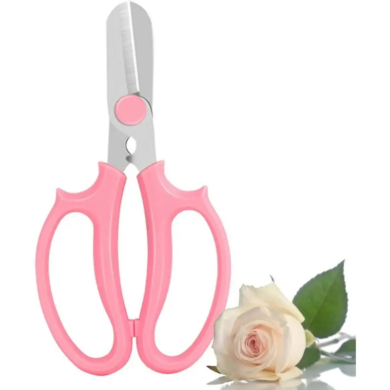 2pcs Premium Multi-Function Stainless Steel Garden Flower Scissors, Thick Pruner for Cutting Flowers, Branches, Leaves (Pink)