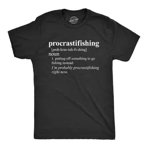 Mens Procrastifishing T shirt Funny Fishing Gift for Dad Grandpa Fisherman Fish Mens Funny T Shirts Cool Vintage Fashion T-Shirt Gift Classic Menswear Introvert Apparel for Men Funny Fishing Short Sleeve Black