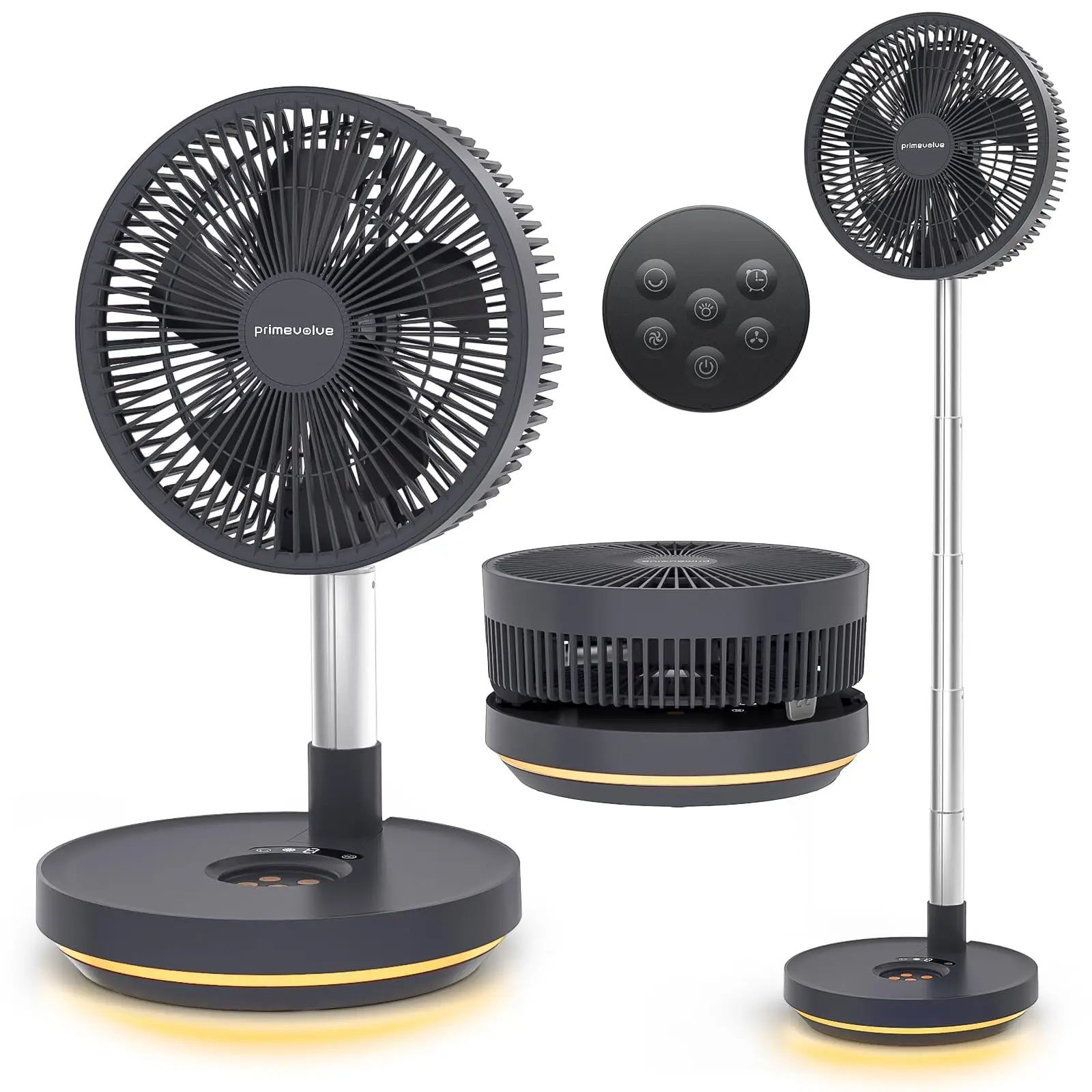 Portable Foldable Rechargeable Oscillating Fan,Outdoor Camping Fan - 10" 10000mah Battery Operated USB Fan with Remote Quiet Table Desk Fan Folding Standing Pedestal Fan for Bedroom Room Office Camping Travel