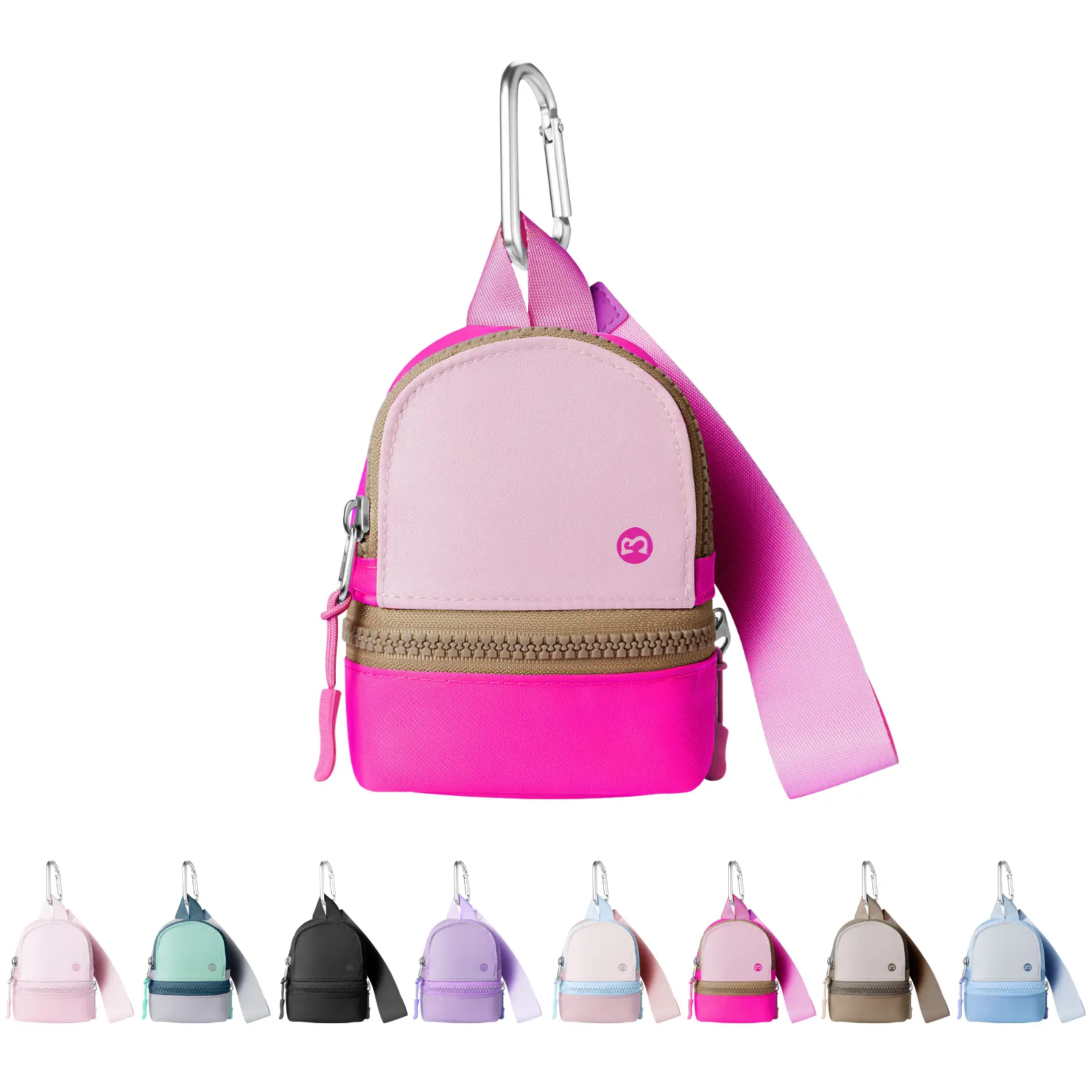 Babysun PU Nylon Mini Backpack Keychain Wristlet Pouch - Cute Zipper Wallet with 3 RFID Card Slots, RFID Safe, Wallets for Women, Keychains for Women, Small Change Coin Purse, Mini Gifts