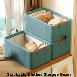 Stackable Clothes Storage Boxes，A Multi-Functional Large-Capacity Organizer with Handles, Suitable for Clothes, Bedding, Towels And Books - Convenient Foldable Design, Suitable for Storage Solutions in Wardrobes And Under Beds - Essential Item for Home