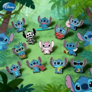 12 pcs Disney Officially Licensed  Stitch Enamel Pins Set – Cute Cartoon Button Brooches for Clothing Bags Backpacks Hats & Hair Accessories Fun Collectible Display Perfect Birthday & Christmas Anime Gift