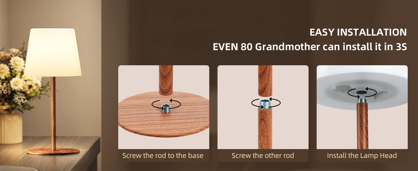 EZVALO Waterproof Shower Lamp, Cordless Table Lamp, 4500mAh Rechargeable Bathroom Lamp, 3 Color Temps Dimmable Touch Bedside Lamp, LED Night Light for Inside Shower Bathtub Patio Camping Bedroom Home Decor