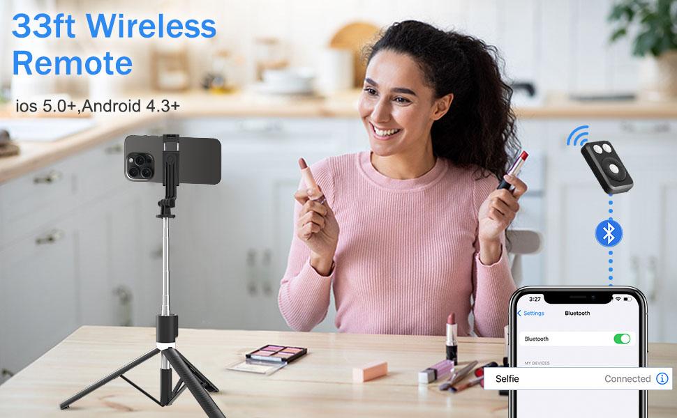 6-in-1 Selfie Tripod w/Dual Fill Lights & Wireless Remote | Portable Adjustable Phone Stand | Detachable 360° Compact Travel Tripod