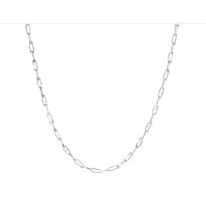 925 Sterling Silver Solid Paper Clip Chain 2mm, 18” Paperclip Necklace Made in Italy Unisex, All ages