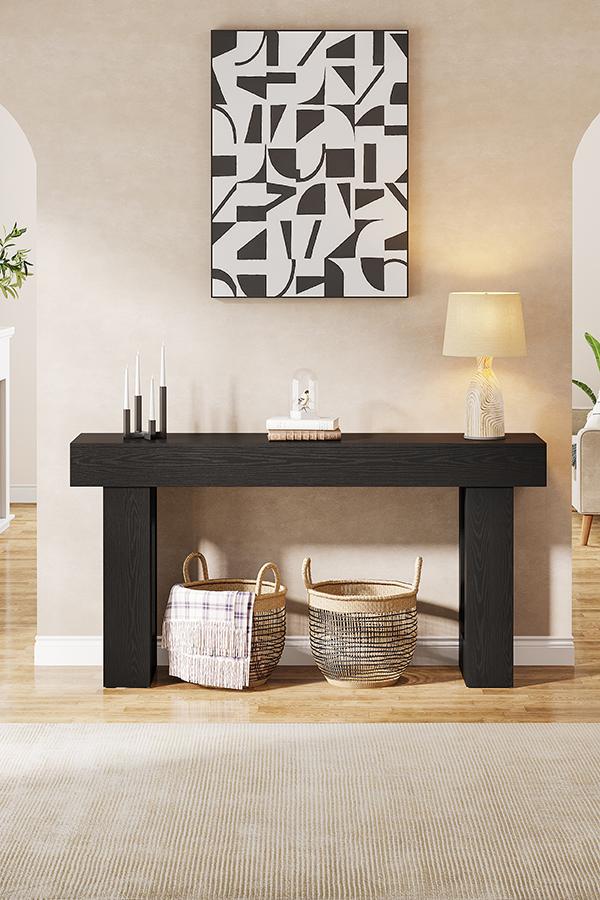 [Summervibes] Tribesigns 63-Inch Long French Country Style Wooden Sofa Table for Living Room & Entryway Natural Finish Modern Farmhouse Decor with Sturdy MDF Construction & Foot Pads for Stability