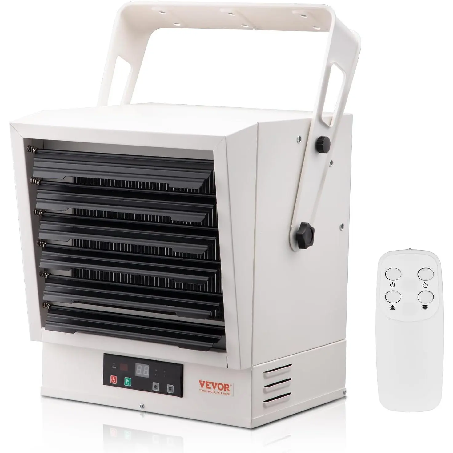 VEVOR High Power Electric Garage Heater, 10000-Watt Digital Fan-Forced Wall/Ceiling Mount Shop Heater with Remote Control, Overheat Protection, Hardwiring, 9-Hour Timer, Adjustable Louvers, Intelligent Temperature Control & Energy Savings
