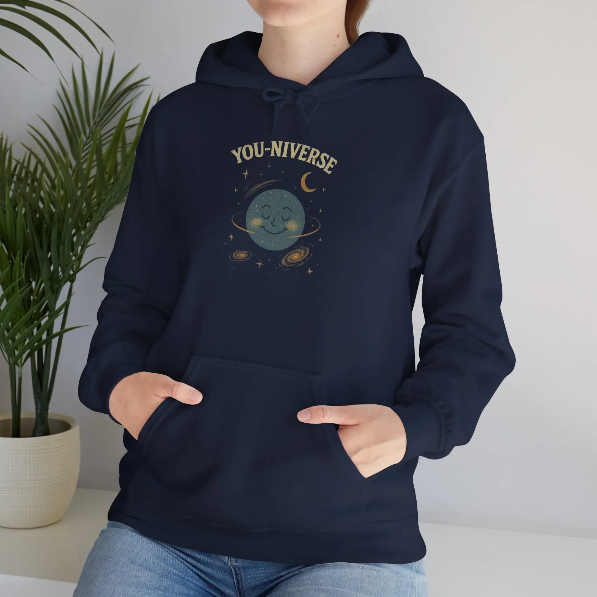 Cosmic You-Niverse Hoodie - Unisex Heavy Blend Sweatshirt, Gift for Astronomy Lovers, Space Theme Apparel, Cozy Layering, Starlight [...] Casual Adjustable