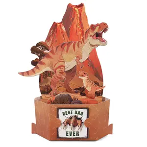 Father's Day Gift 3D Pop Up Dinosaur Greeting Card 3D father gift Card, Perfect For Father's Day Birthday, Party, Holiday, Gift Greeting Card