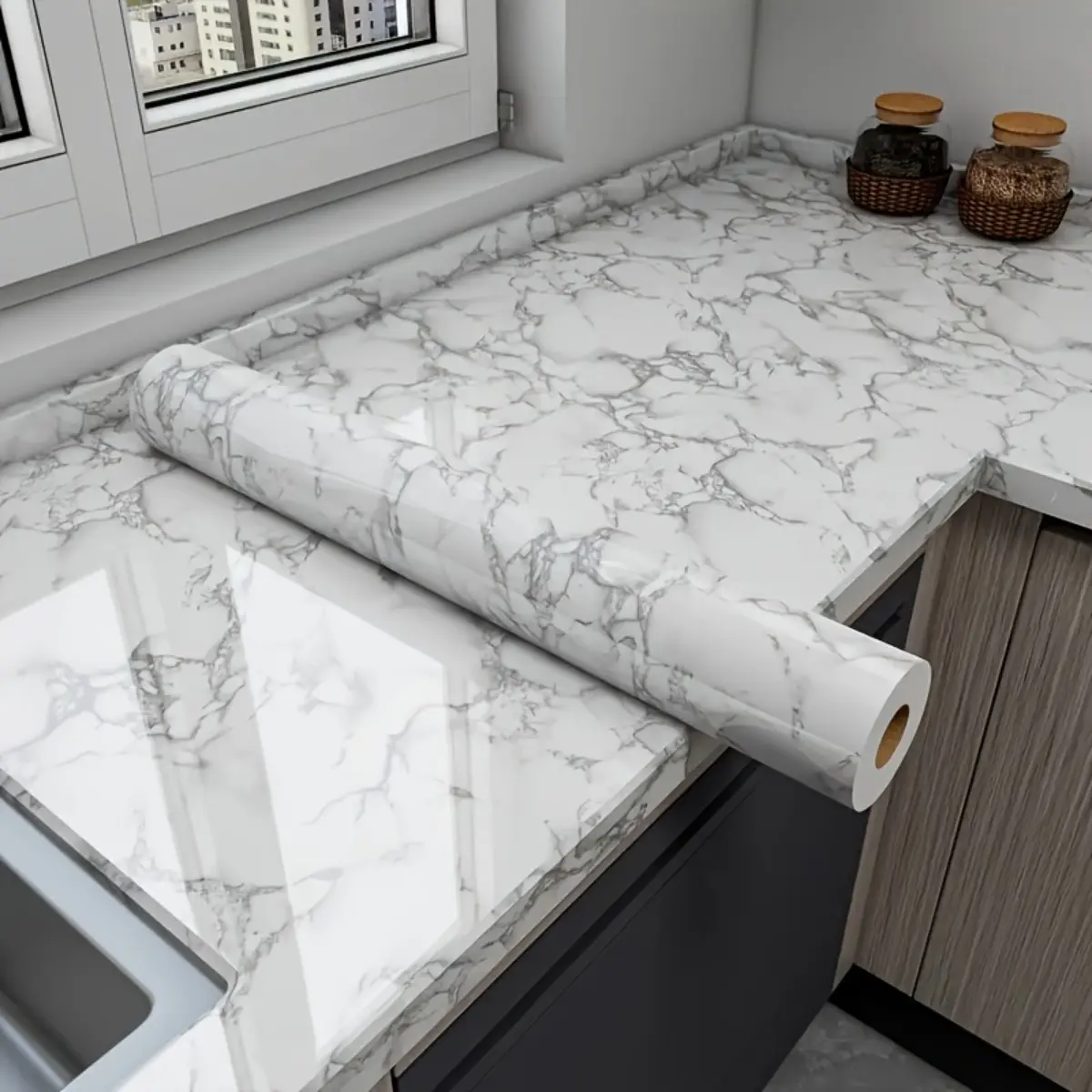 Peel and Stick Marble Wallpaper Waterproof Self Adhesive Heat Resistant Oil Proof for Kitchen Backsplash Cabinet Countertop Bathroom